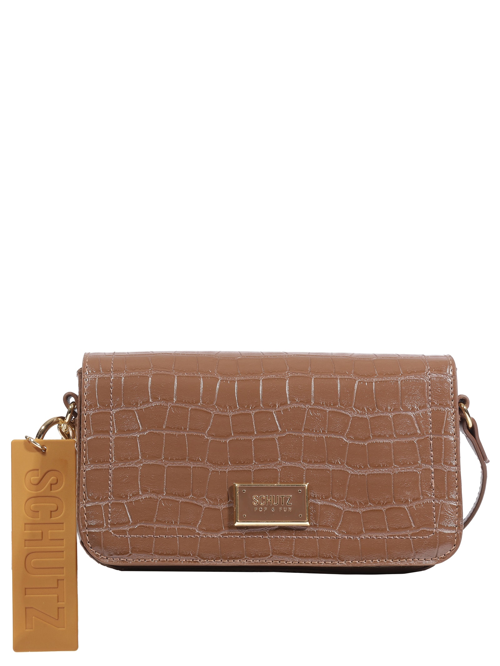 Bolsa Feminina Tiracolo Croco Marrom Schutz