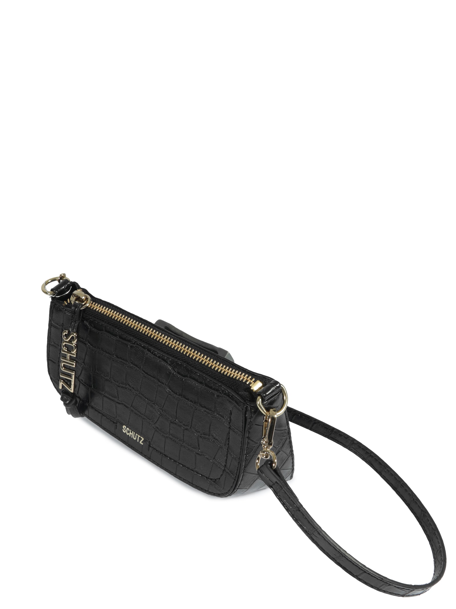 Bolsa Feminina Tiracolo Croco Preto Schutz