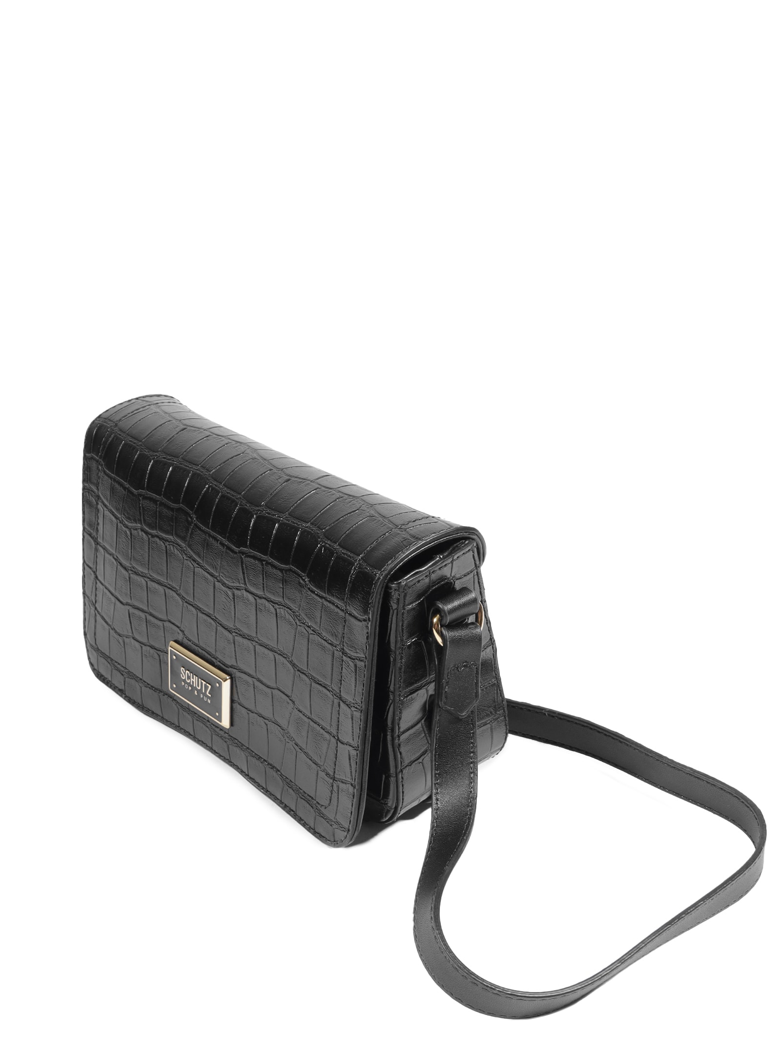 Bolsa Feminina Tiracolo Croco Preto Schutz