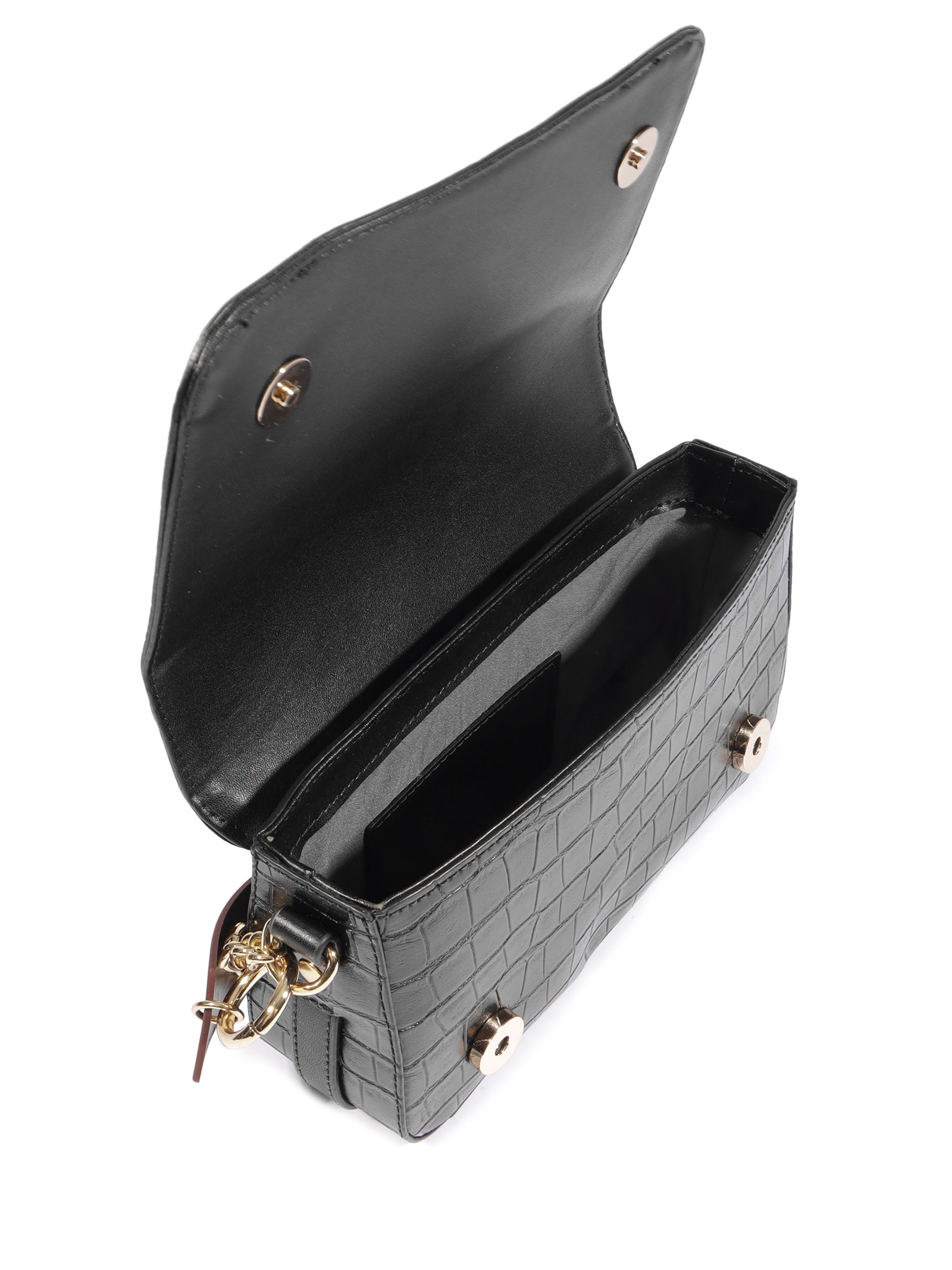 Bolsa Feminina Tiracolo Croco Preto Schutz