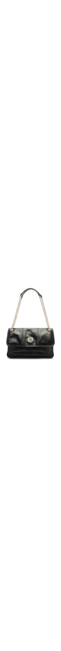 Bolsa Feminina Tiracolo de Couro Média Alça Corrente – Preto