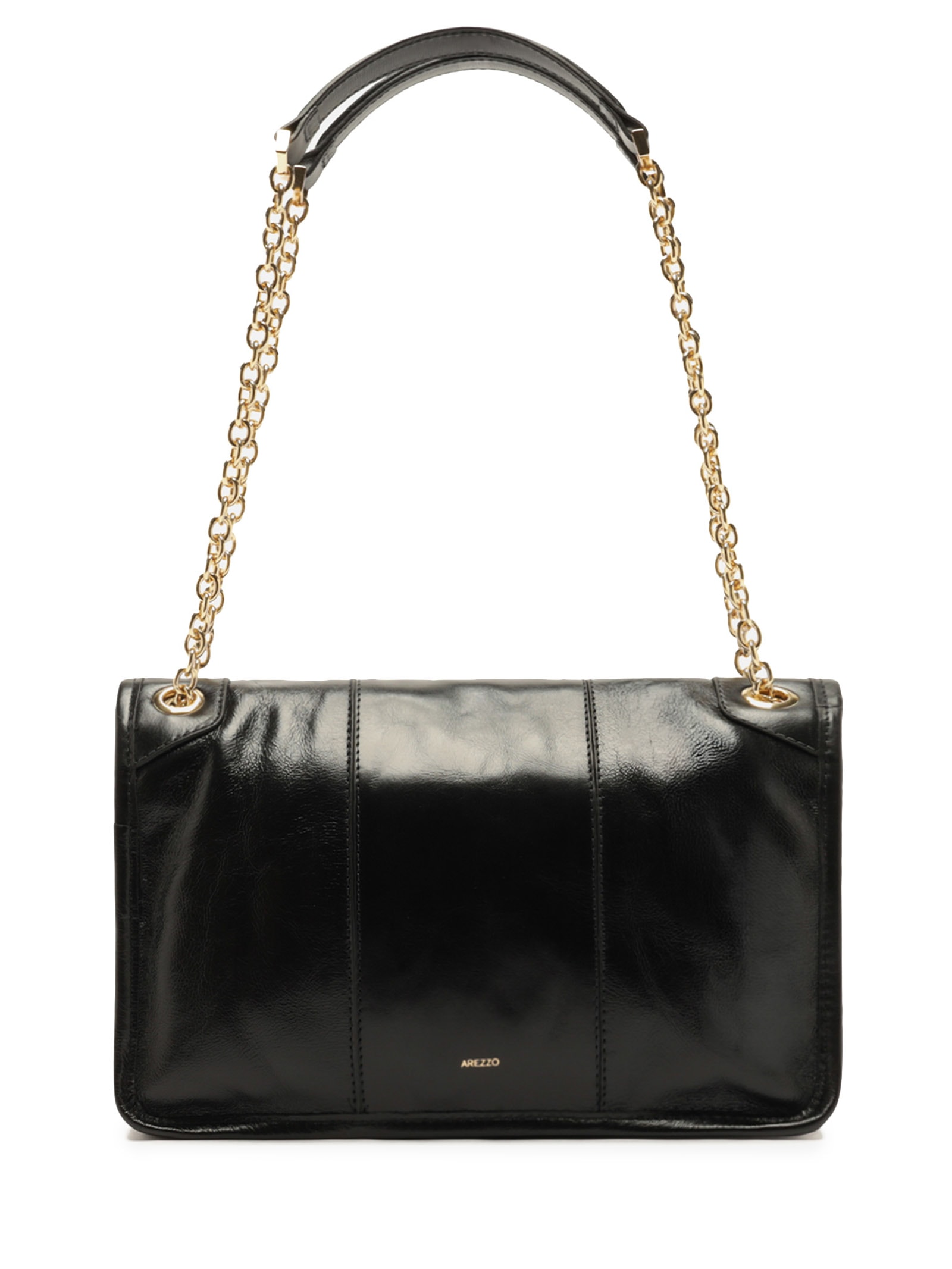 Bolsa Feminina Tiracolo de Couro Média Alça Corrente – Preto Arezzo