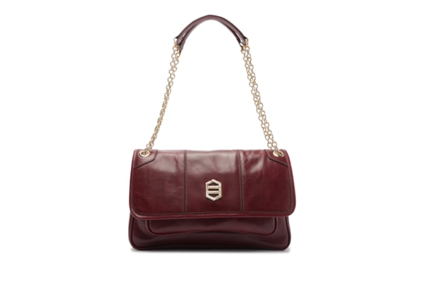 Bolsa Feminina Tiracolo de Couro Média Alça Corrente – Vermelho