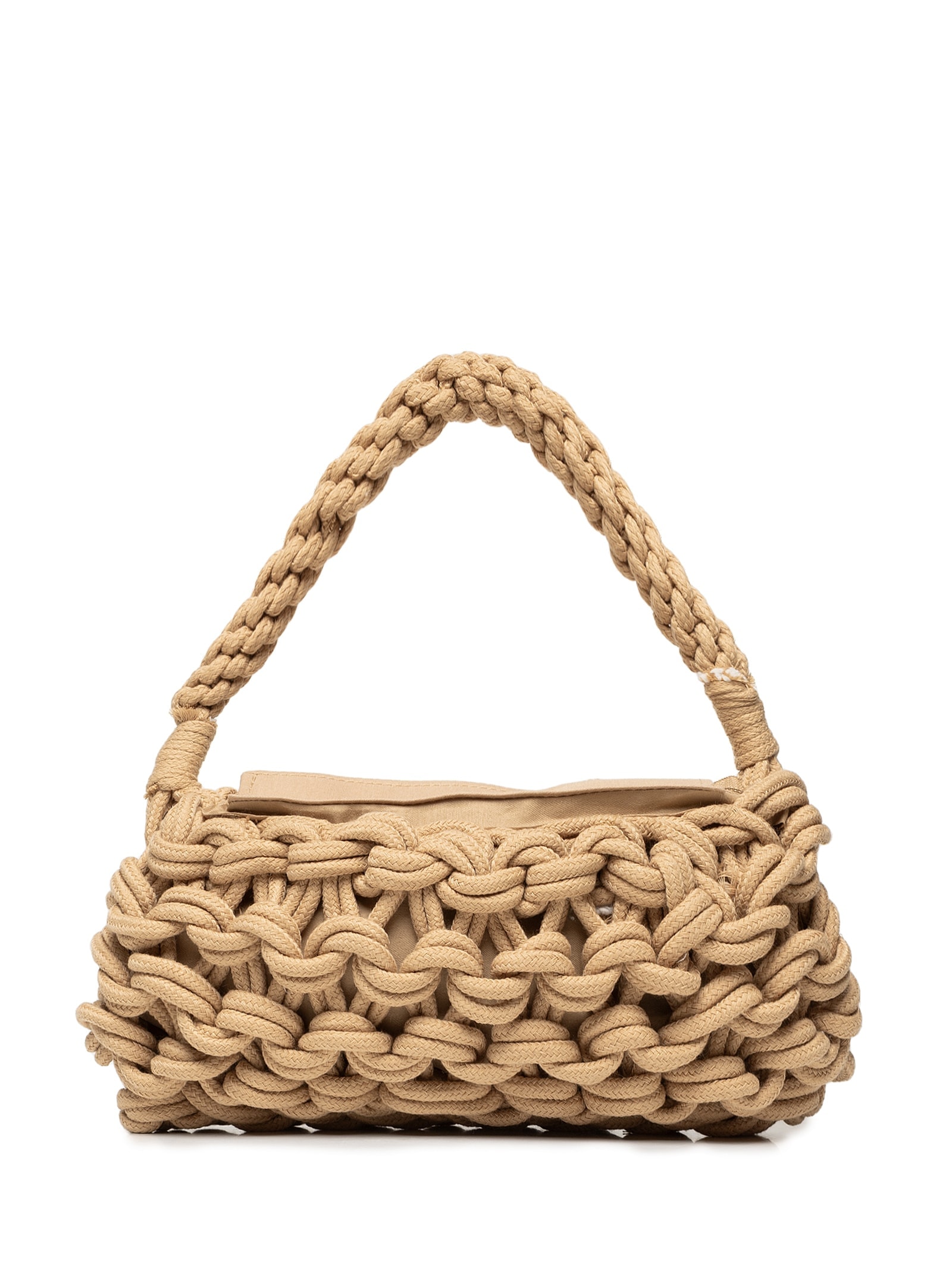 Bolsa Feminina Tiracolo de Croche Bege Basiq