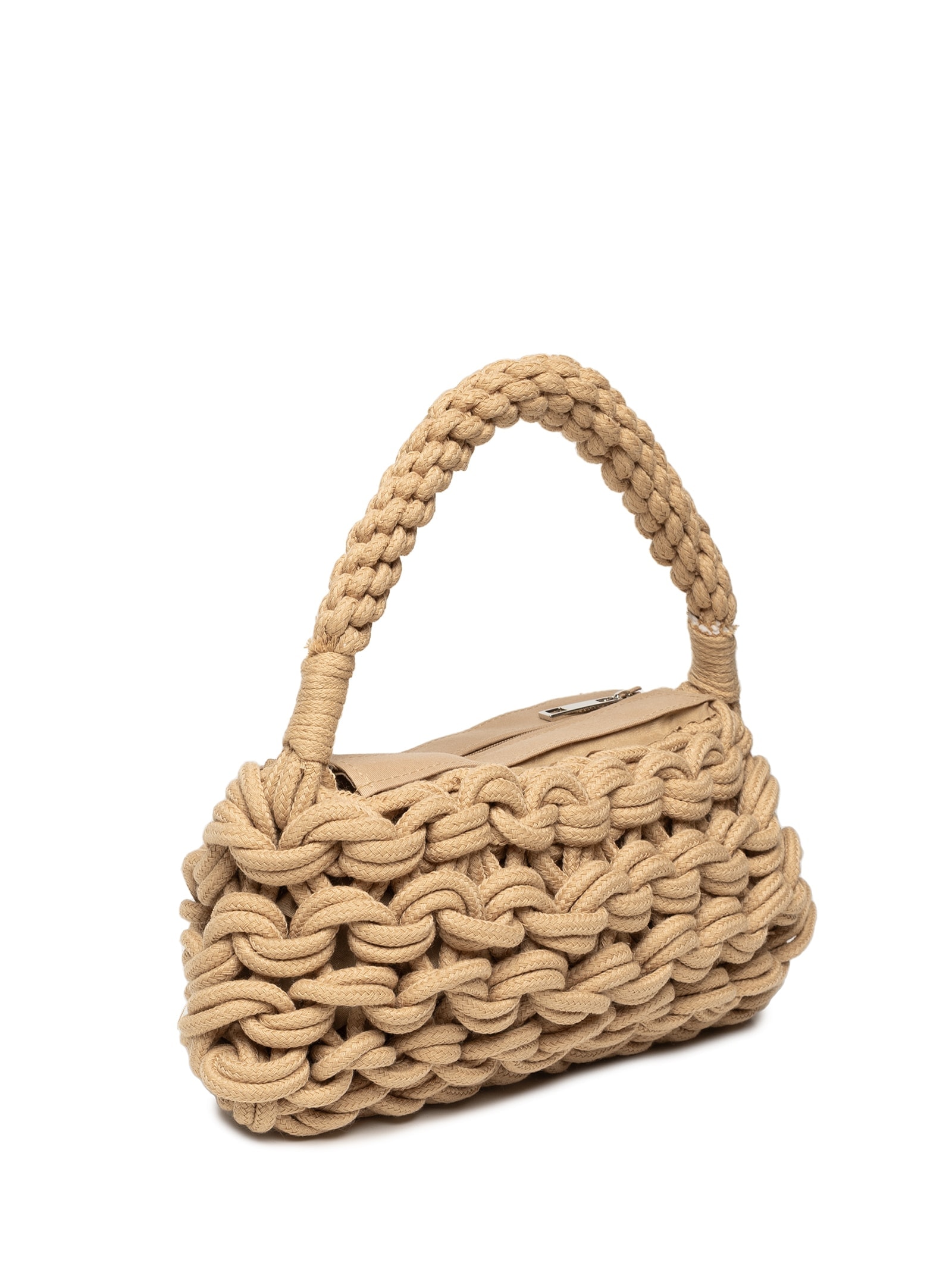 Bolsa Feminina Tiracolo de Croche Bege Basiq