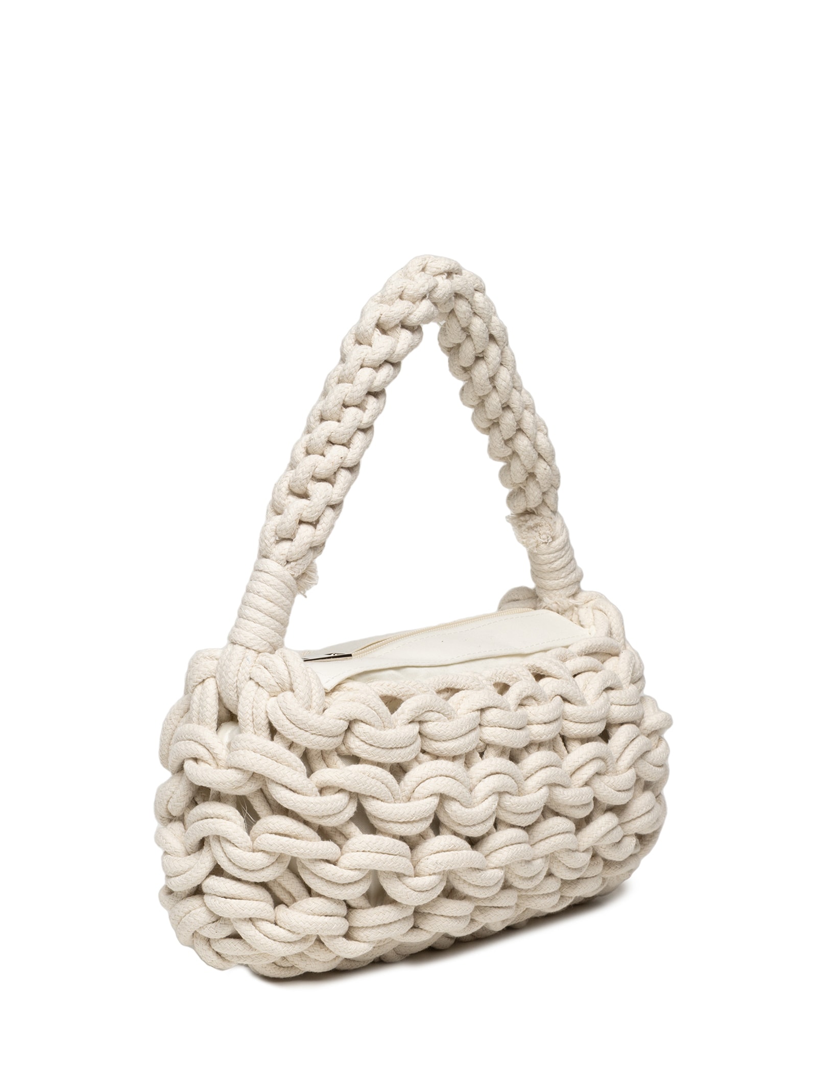Bolsa Feminina Tiracolo de Croche Branco Basiq