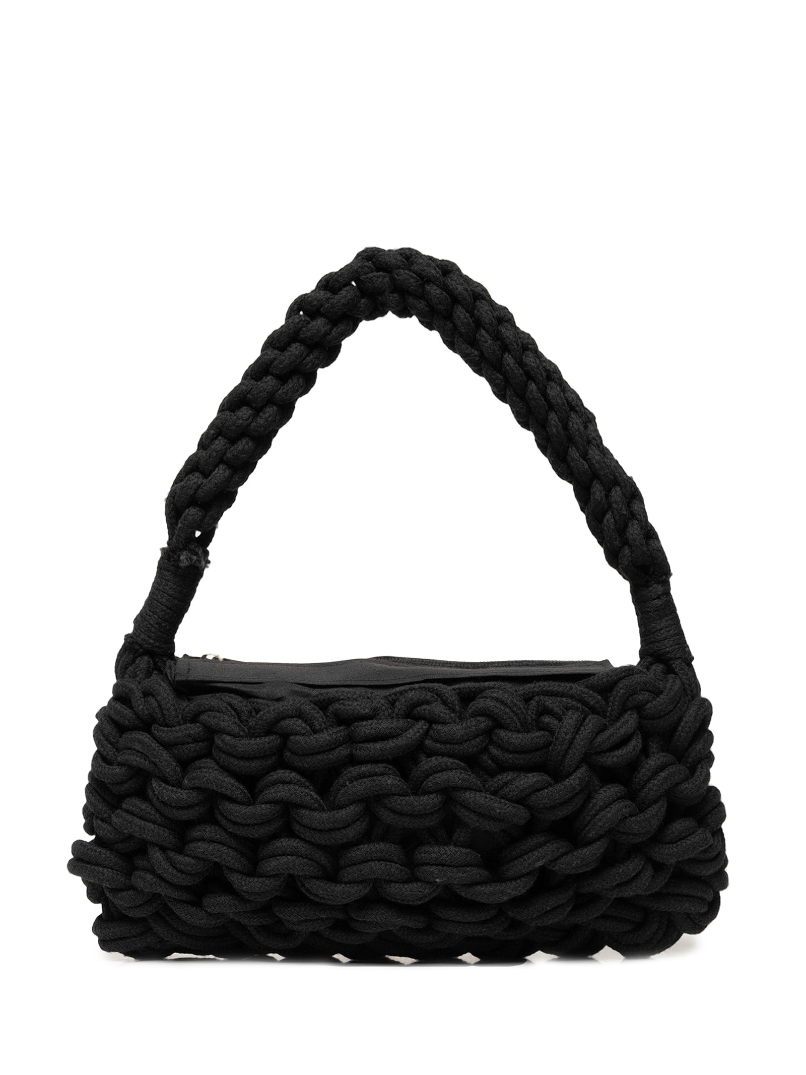 Bolsa Feminina Tiracolo de Croche Preto Basiq