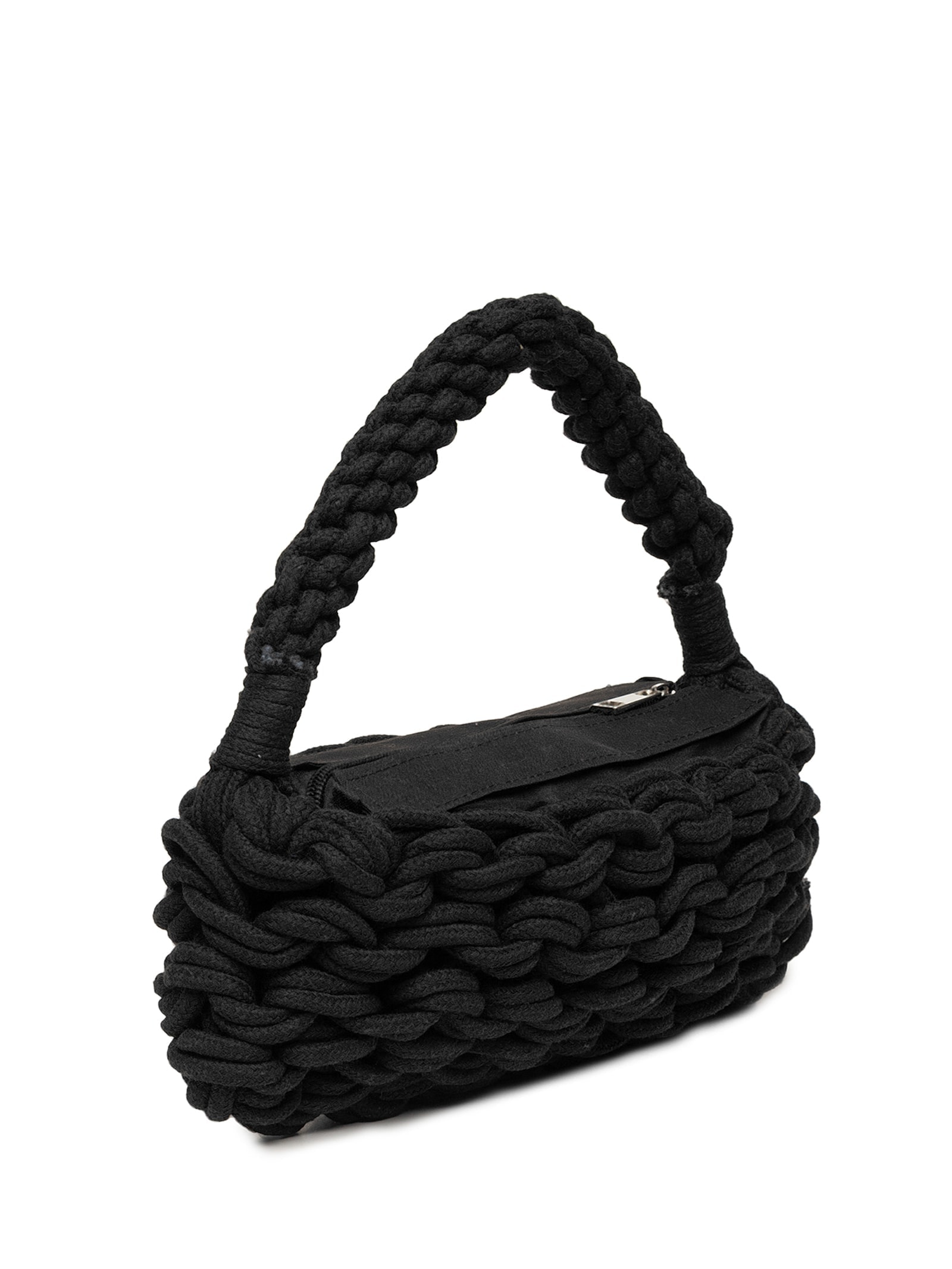 Bolsa Feminina Tiracolo de Croche Preto Basiq