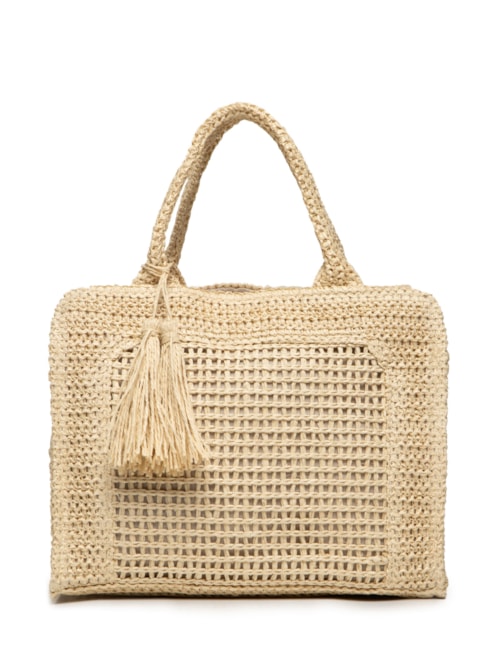 Bolsa Feminina Tiracolo de Palha – Bege