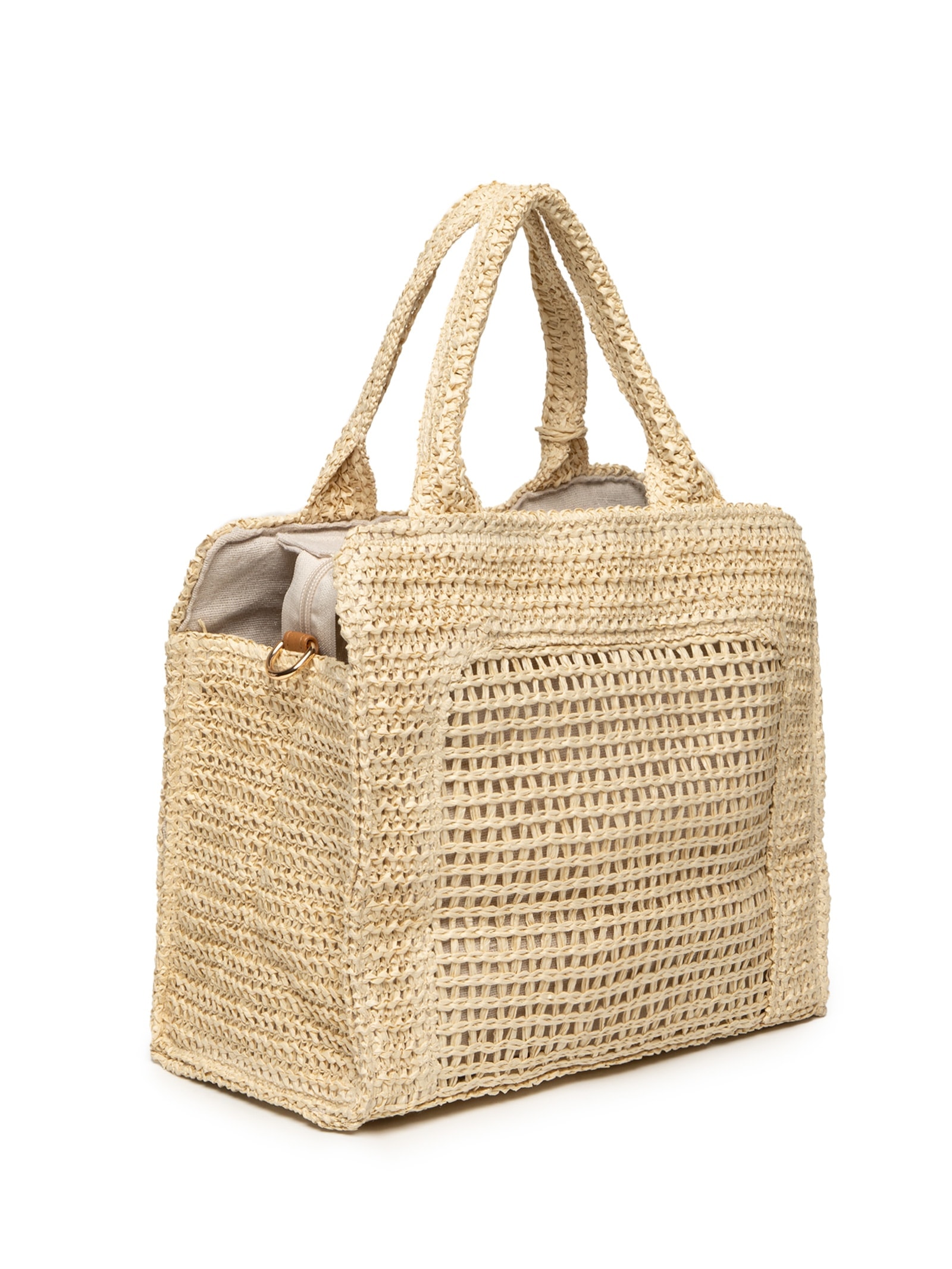 Bolsa Feminina Tiracolo de Palha Bege Basiq