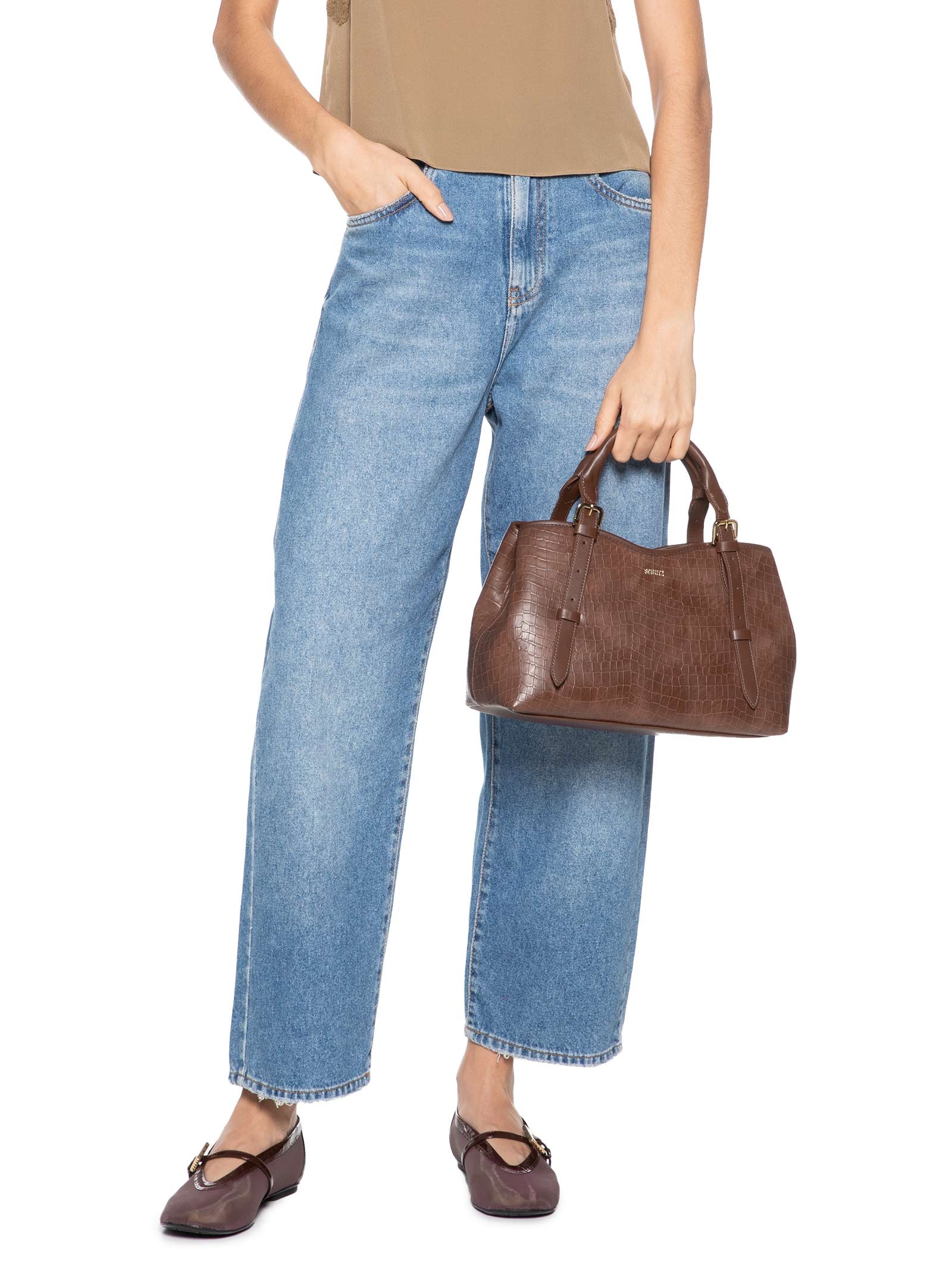 Schutz - Bolsa Feminina Tiracolo Maeve Croco - Marrom