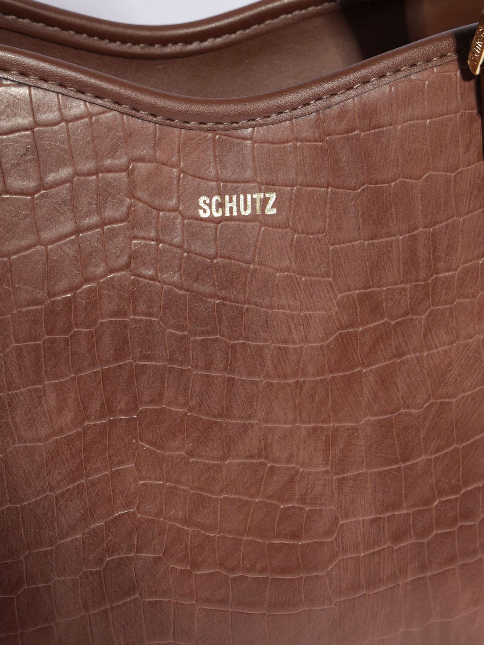 まこ Schutz - Bolsa Feminina Tiracolo Maeve Croco - Marrom