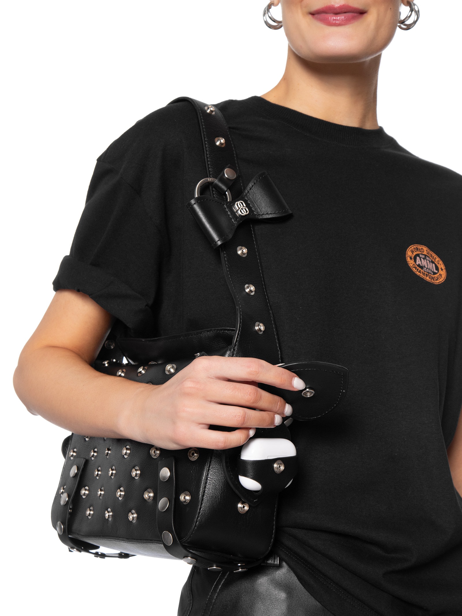Bolsa Feminina Tiracolo Mavie Média Couro Preto Schutz