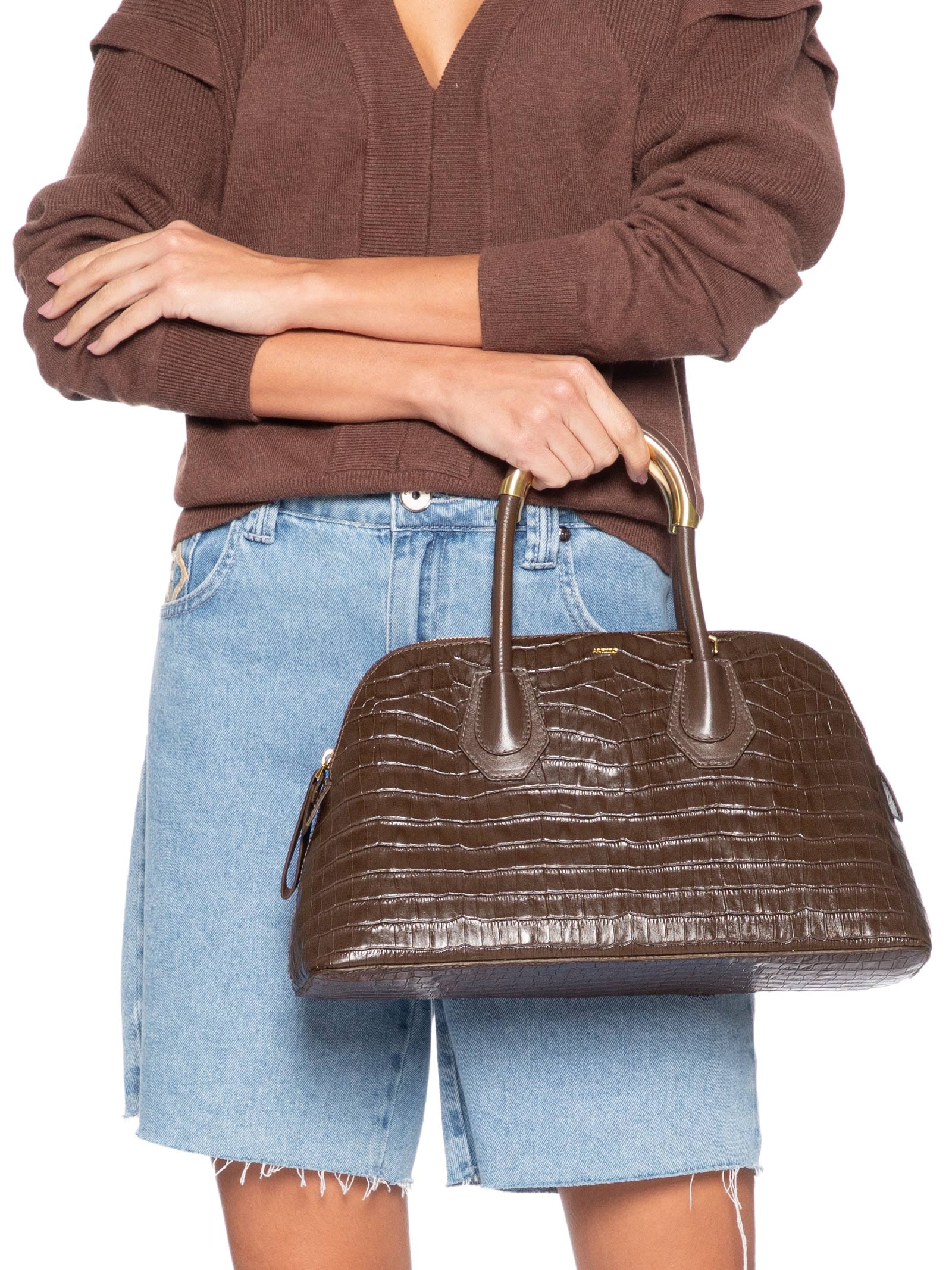 Bolsa Feminina Tiracolo Média Couro Marrom Arezzo