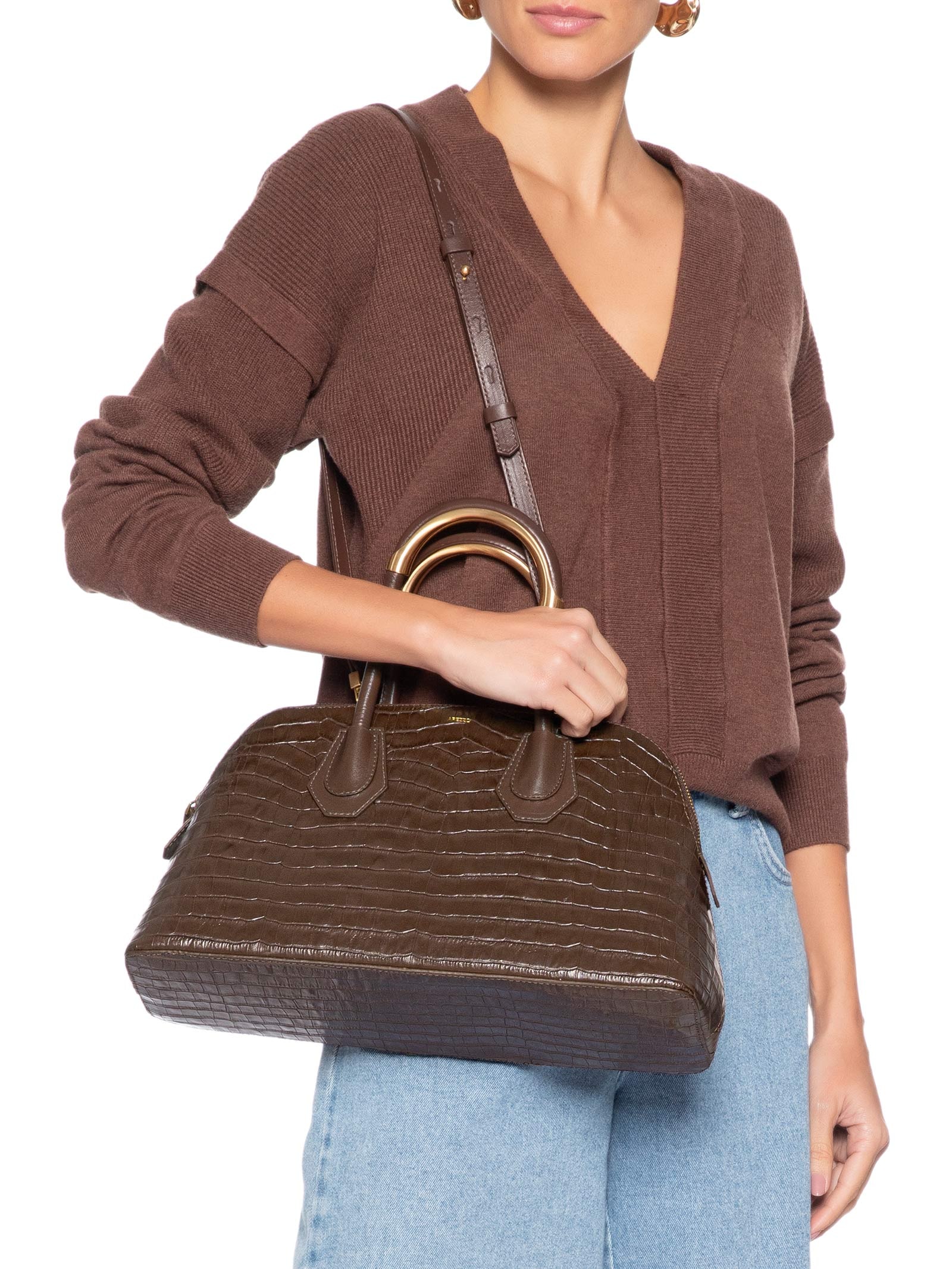 Bolsa Feminina Tiracolo Média Couro Marrom Arezzo