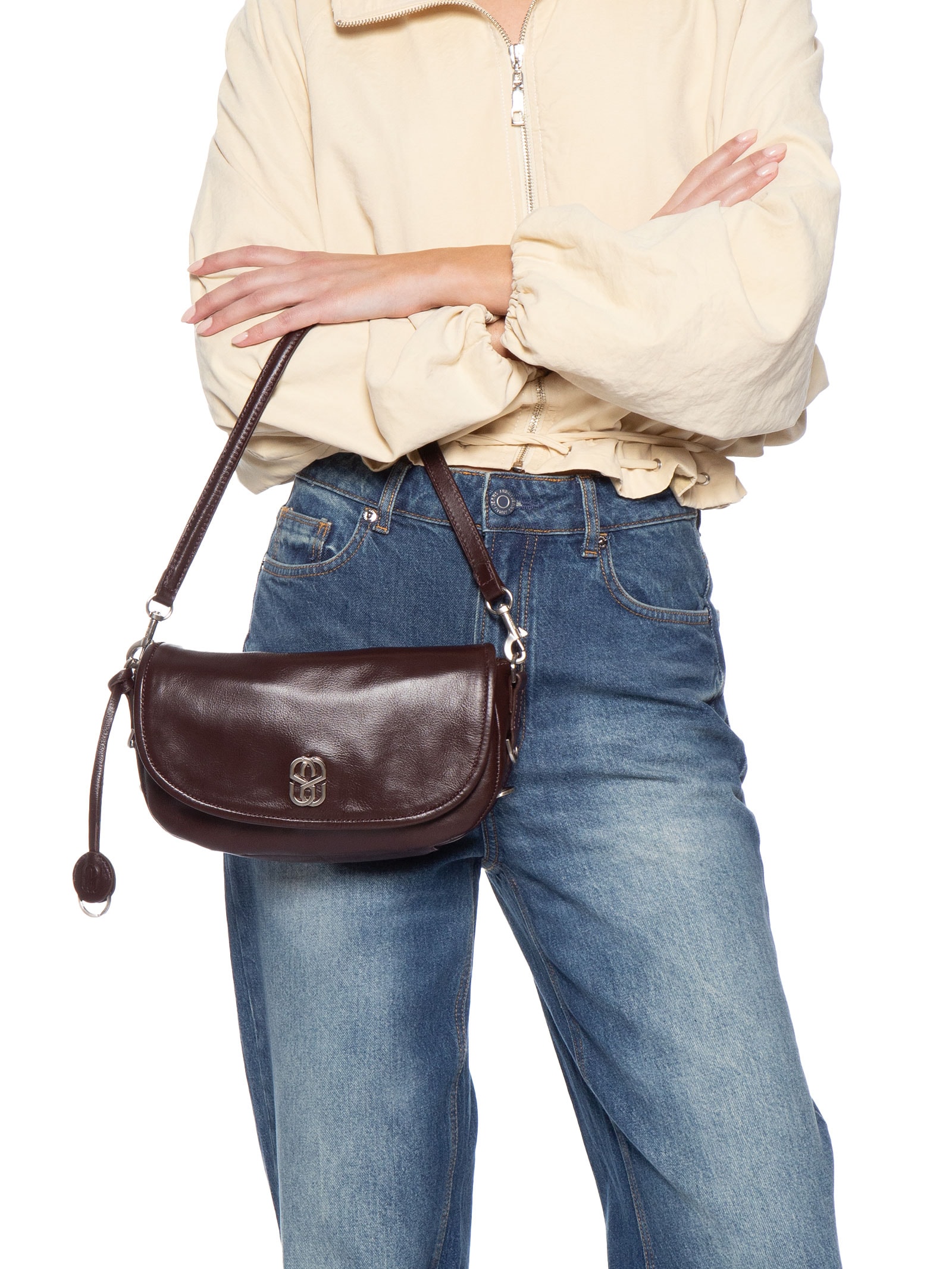 Bolsa Feminina Tiracolo Média Couro Marrom Schutz