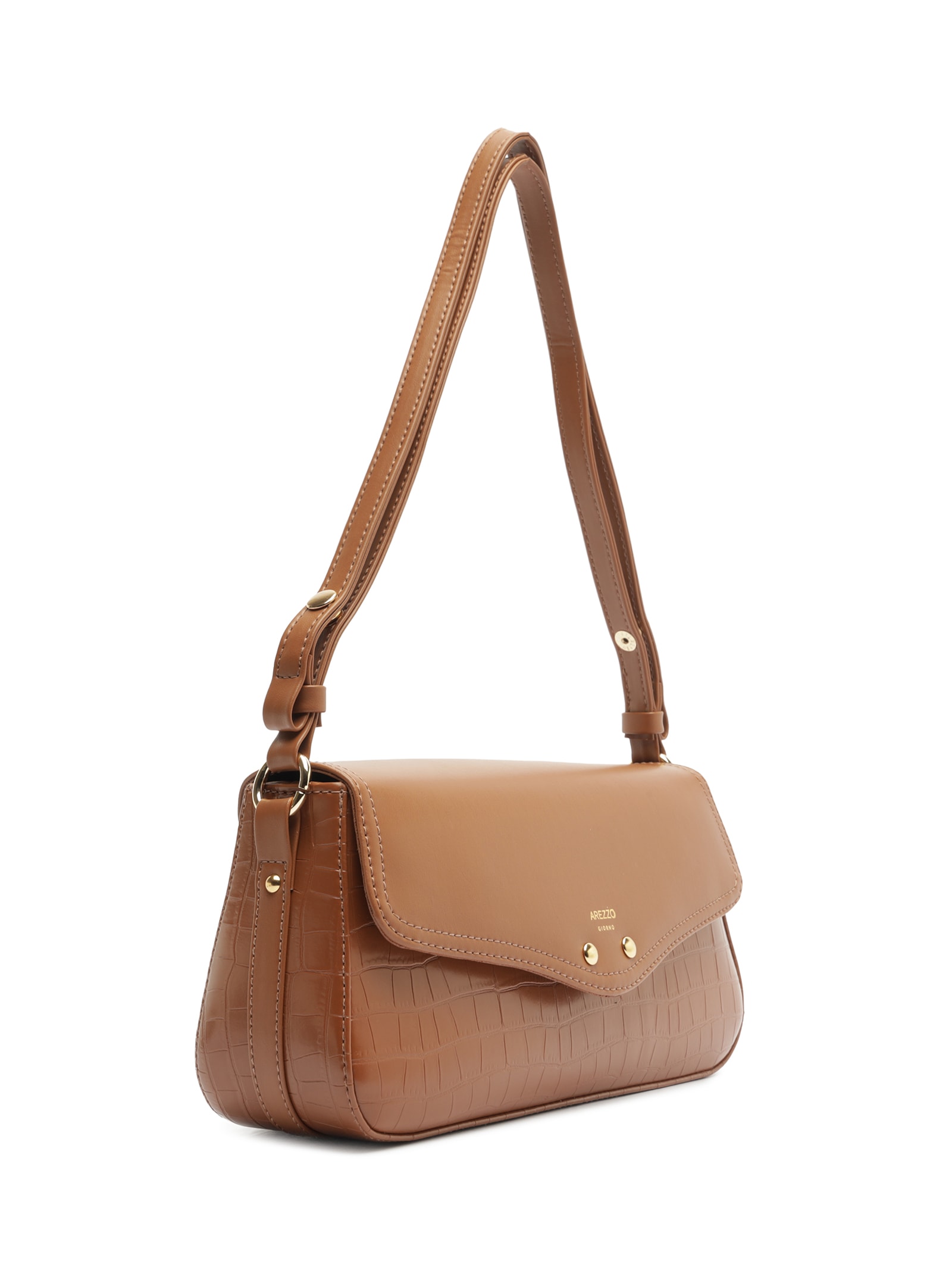 Bolsa Feminina Tiracolo Média Croco Marrom Arezzo