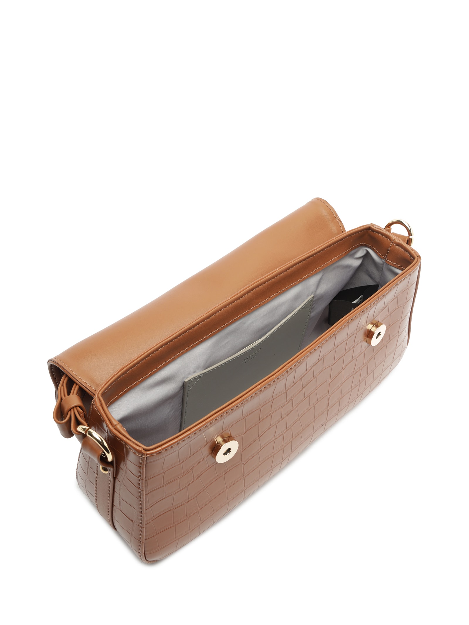 Bolsa Feminina Tiracolo Média Croco Marrom Arezzo