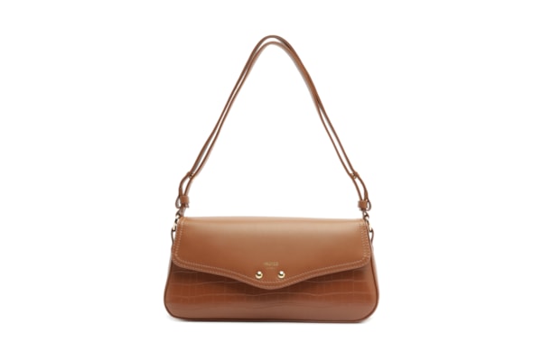Bolsa Feminina Tiracolo Média Croco - Marrom