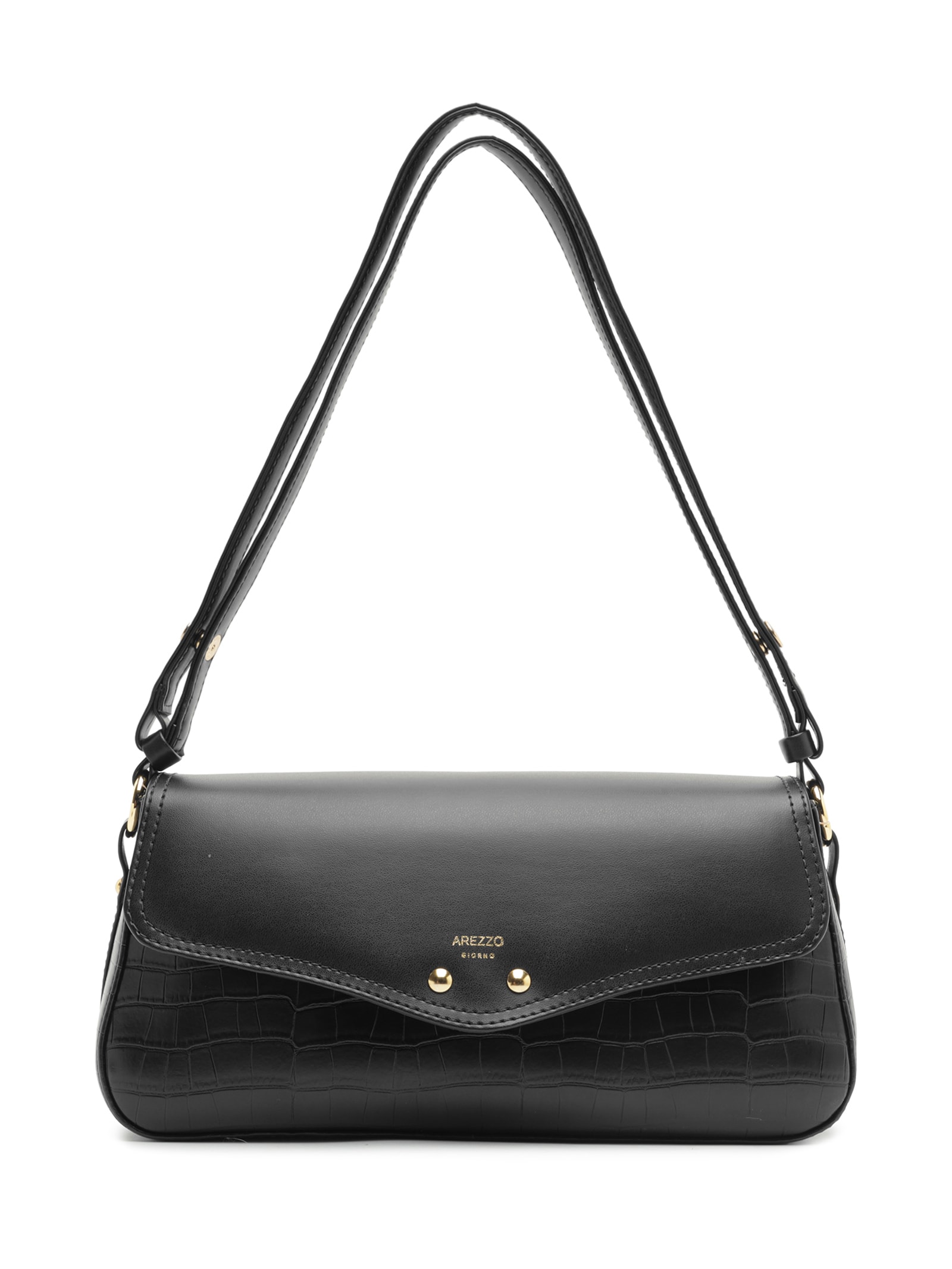Bolsa Feminina Tiracolo Média Croco Preto Arezzo