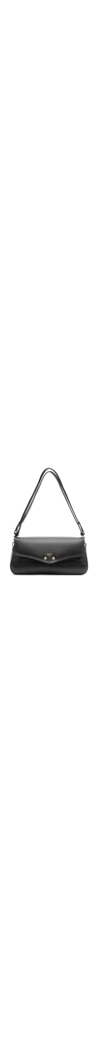 Bolsa Feminina Tiracolo Média Croco - Preto