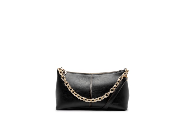Bolsa Feminina Tiracolo Média Detalhe Corrente - Preto