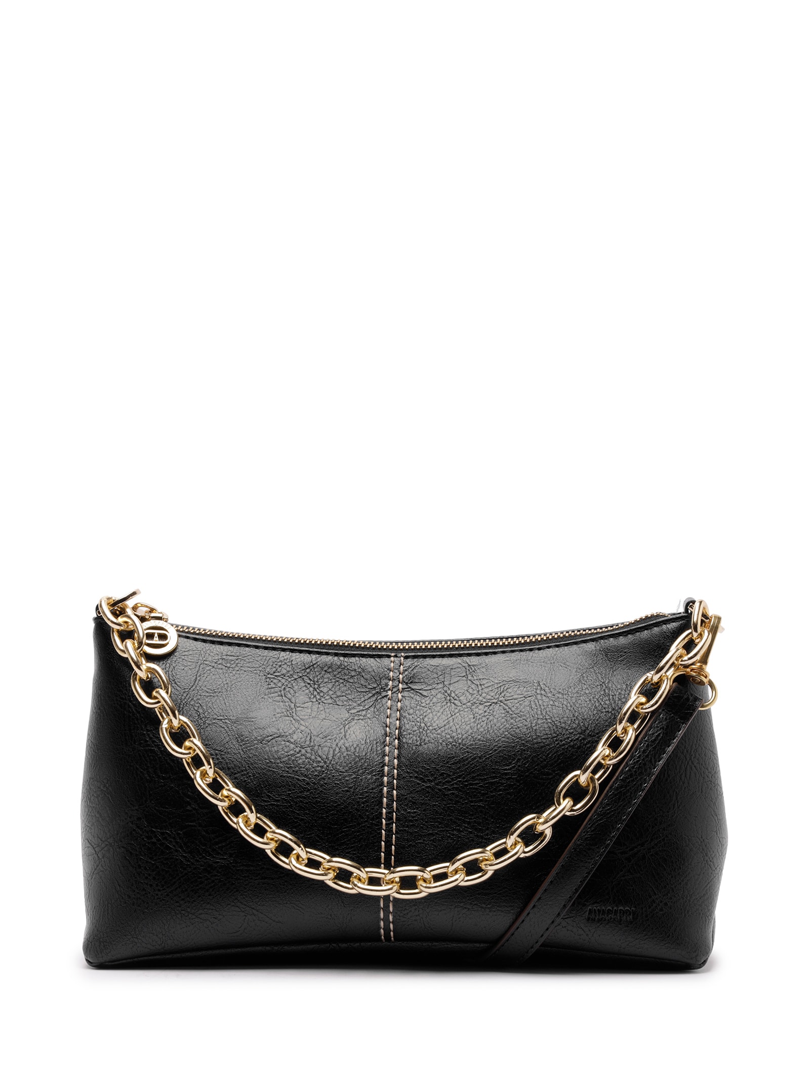 Bolsa Feminina Tiracolo Média Detalhe Corrente Preto Anacapri