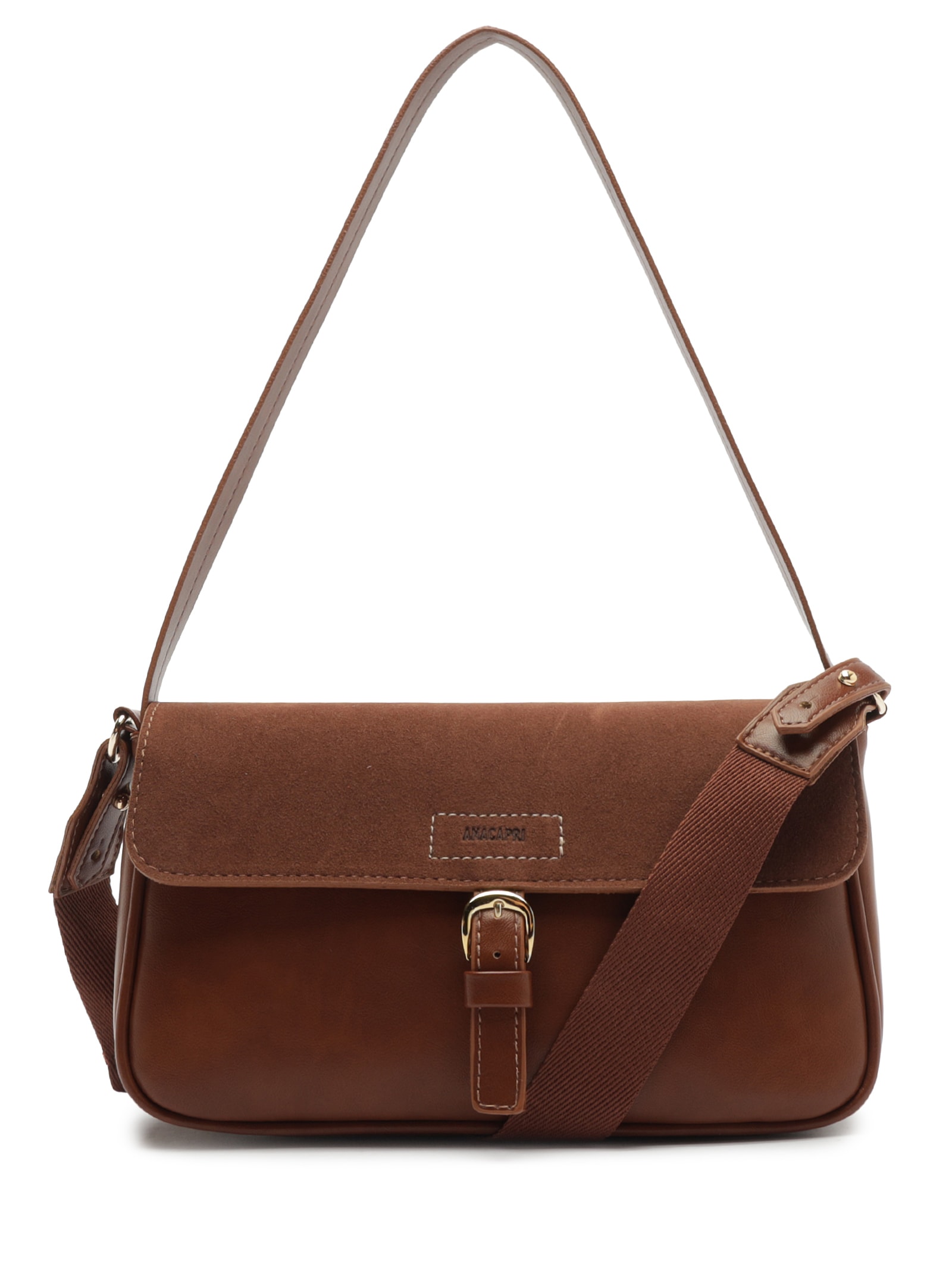 Bolsa Feminina Tiracolo Média Fivela Marrom Anacapri