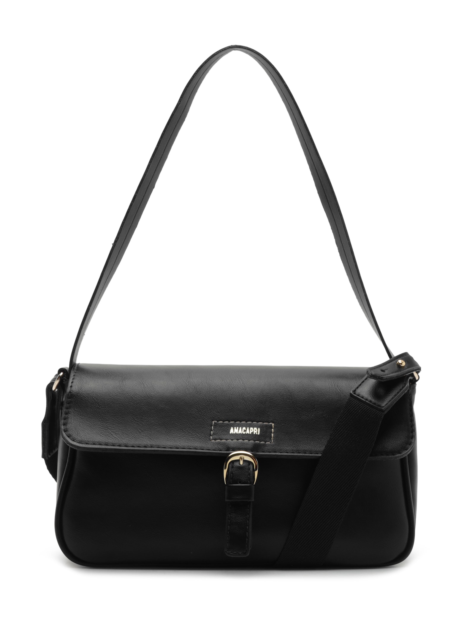 Bolsa Feminina Tiracolo Média Fivela Preto Anacapri