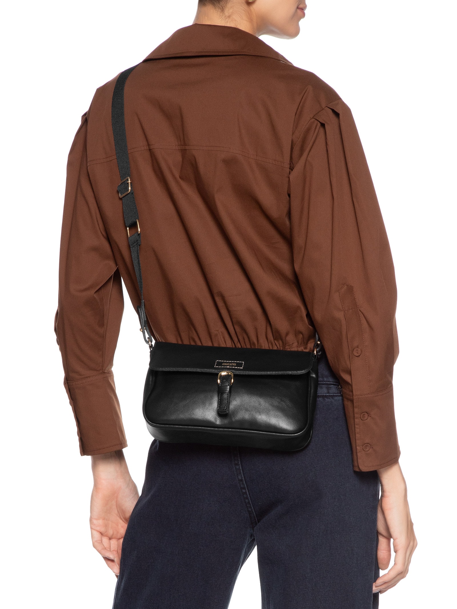 Bolsa Feminina Tiracolo Média Fivela Preto Anacapri