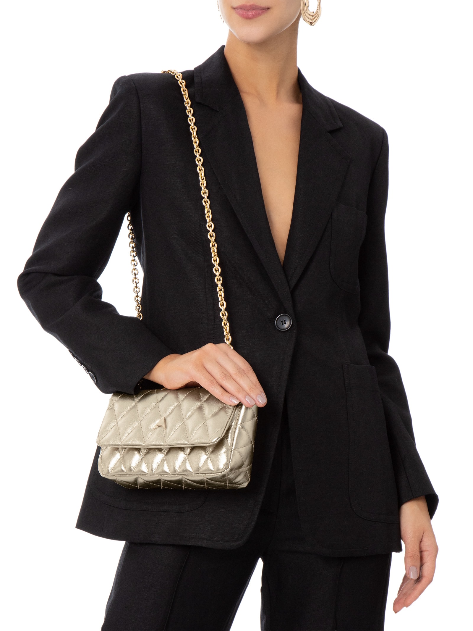 Bolsa Feminina Tiracolo Média Metal Soft Dourado Carrano