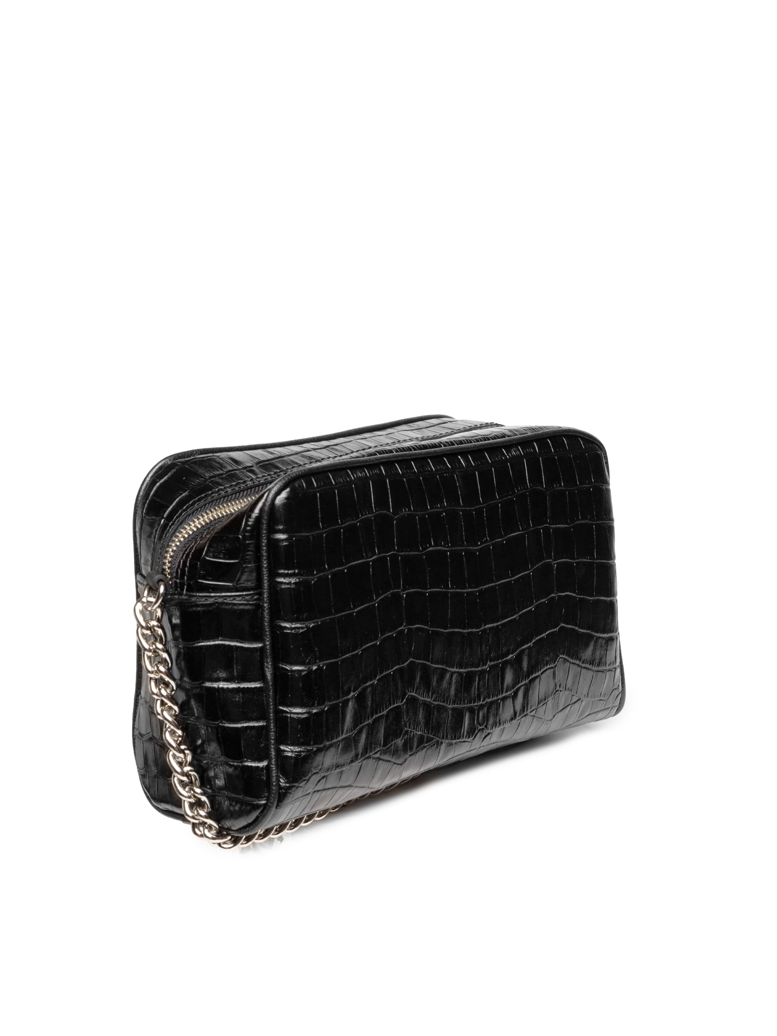Schutz - Bolsa Feminina Tiracolo Média Mirella Couro Croco - Preto
