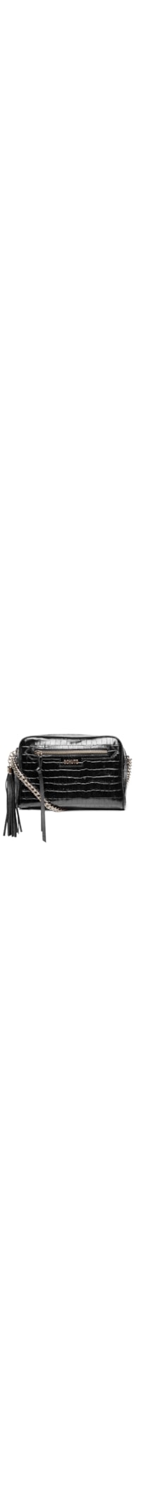 Bolsa Feminina Tiracolo Média Mirella Couro Croco - Preto