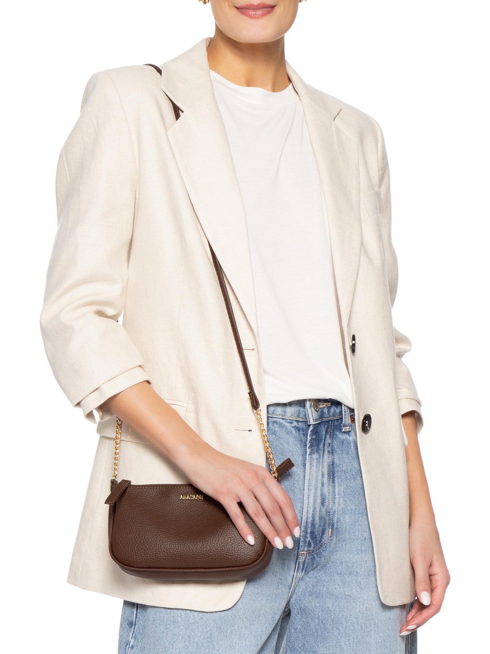Bolsa Feminina Tiracolo Média Snake Marrom Anacapri