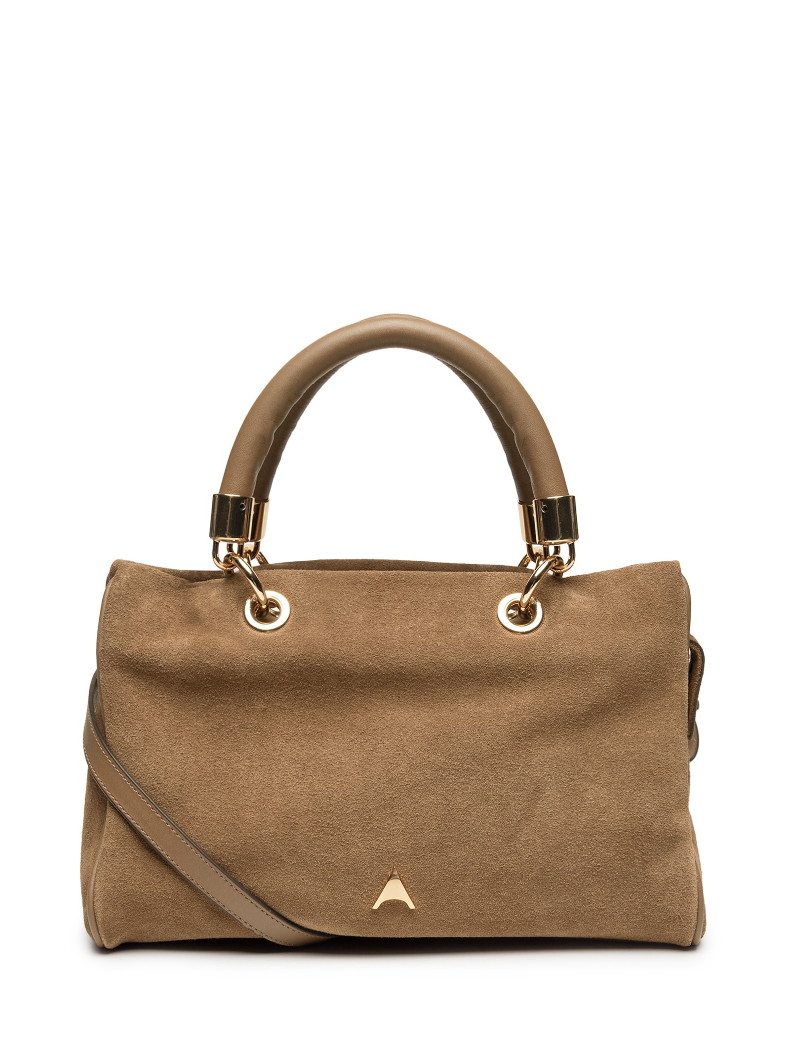 Bolsa Feminina Tiracolo Média Suede Leather Saddle Gingerbread Marrom Carrano