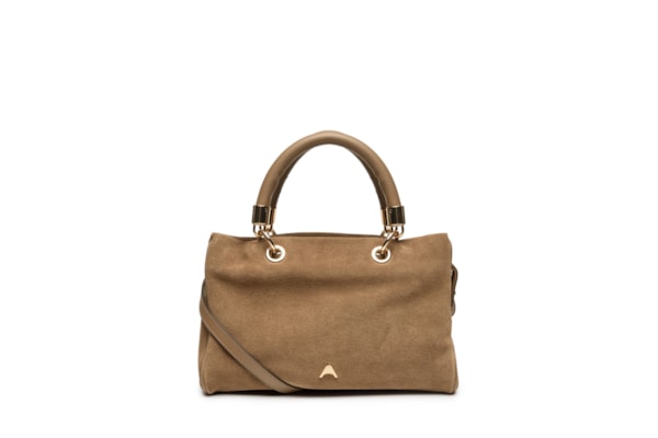 Bolsa Feminina Tiracolo Média Suede Leather Saddle Gingerbread - Marrom