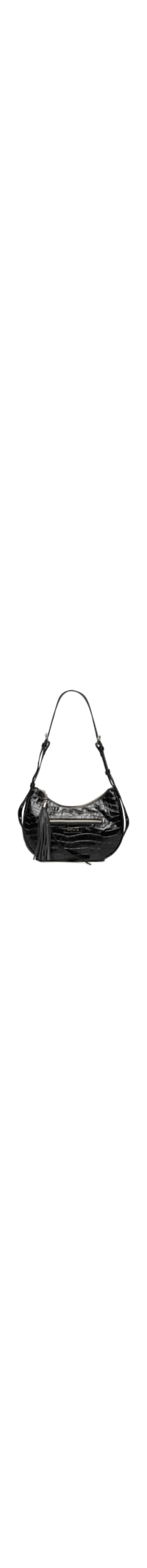 Bolsa Feminina Tiracolo Mirella Couro Croco - Preto