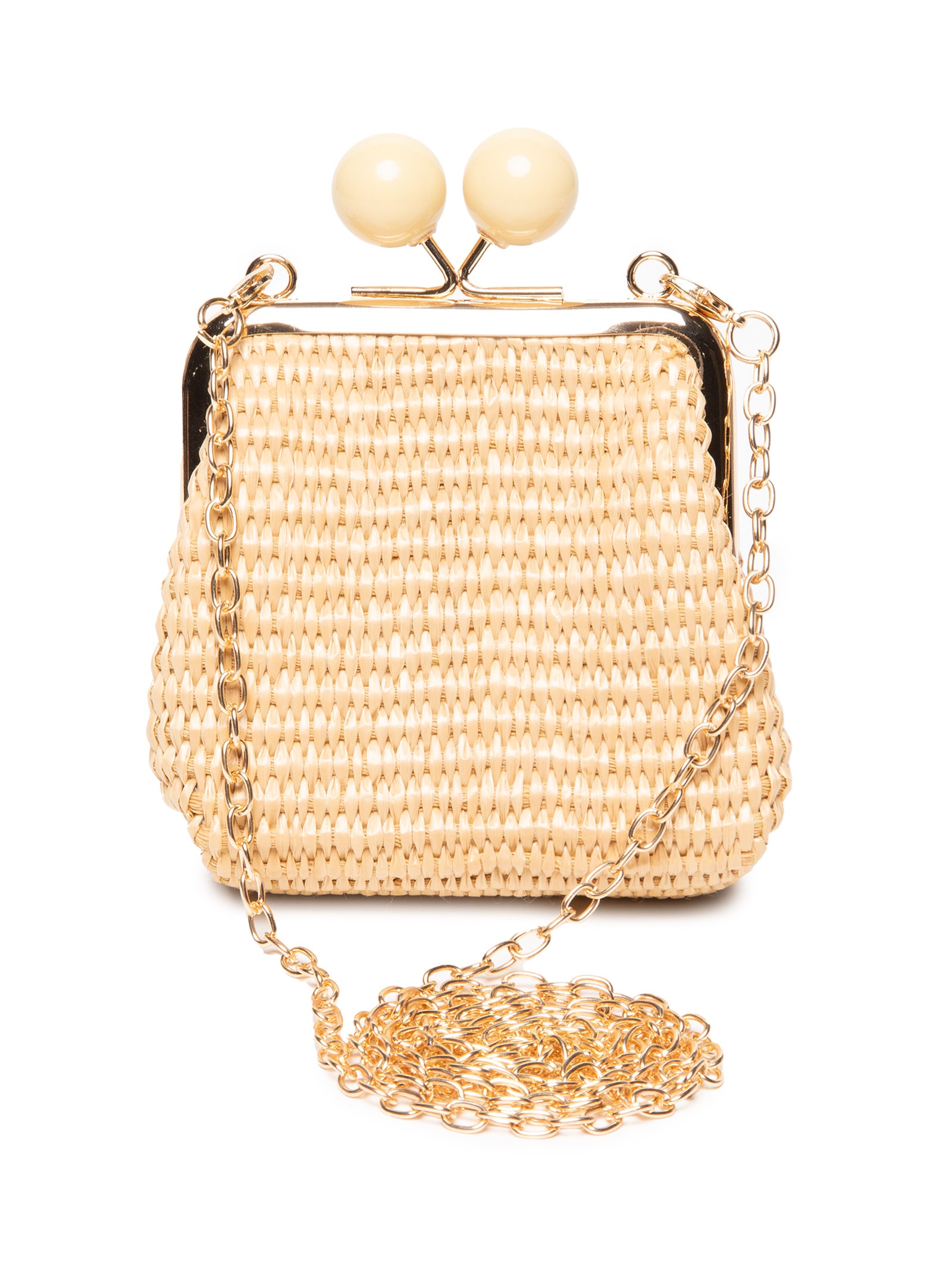 Bolsa Feminina Tiracolo Palha Tramada Bege Basiq