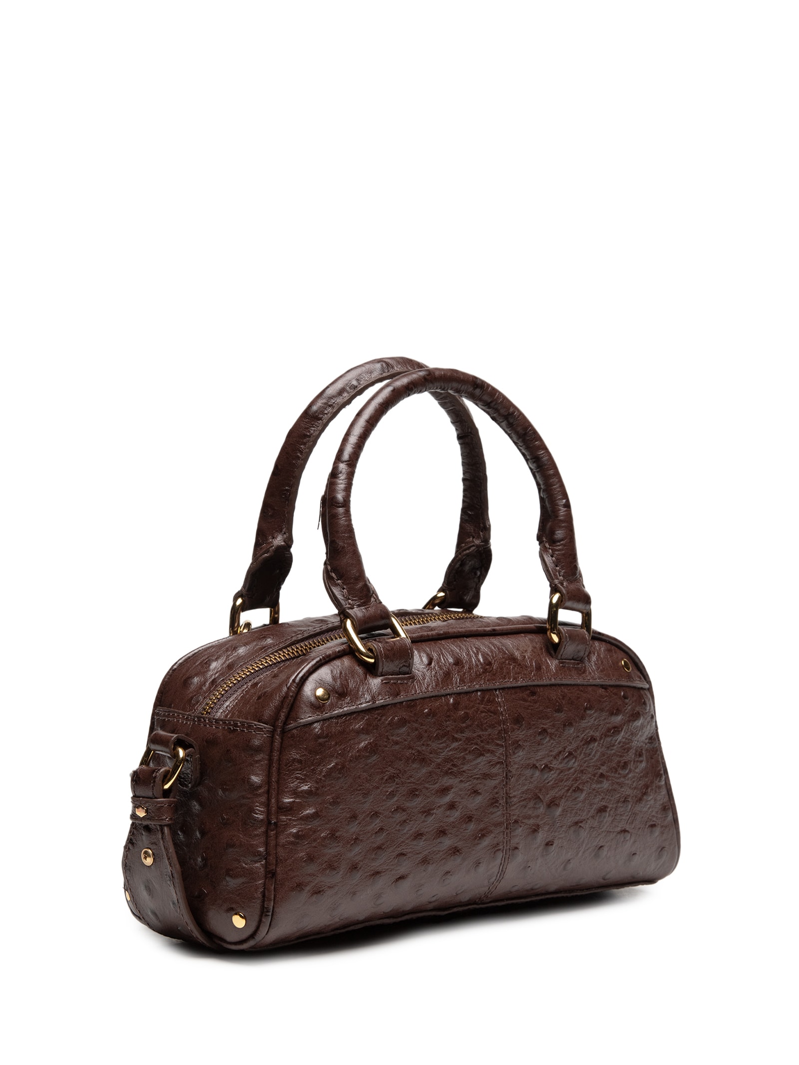 Bolsa Feminina Tiracolo Pequena Avestruz Marrom Luiza Barcelos