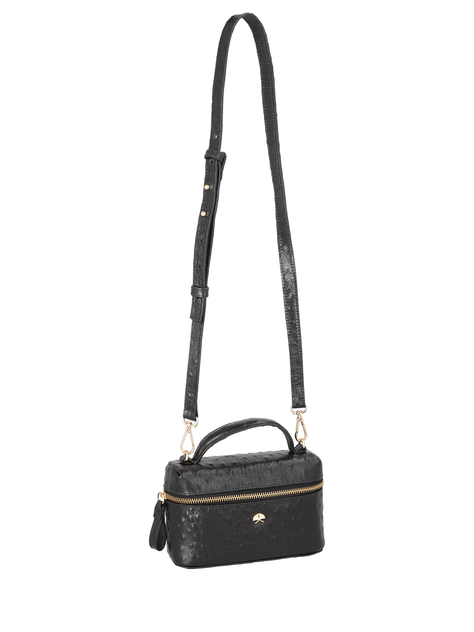 Bolsa Feminina Tiracolo Pequena Avestruz Preto Luiza Barcelos