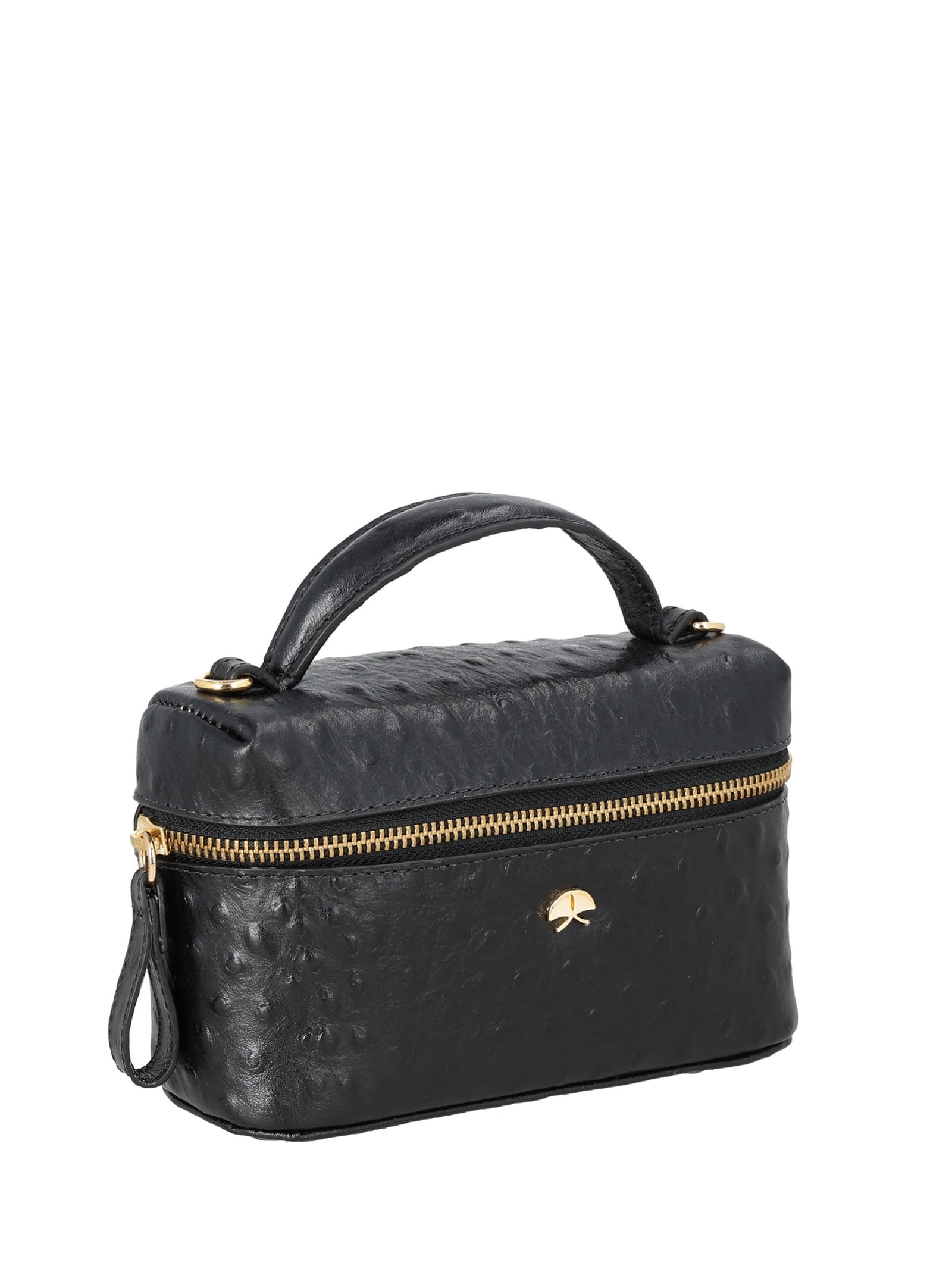Bolsa Feminina Tiracolo Pequena Avestruz Preto Luiza Barcelos