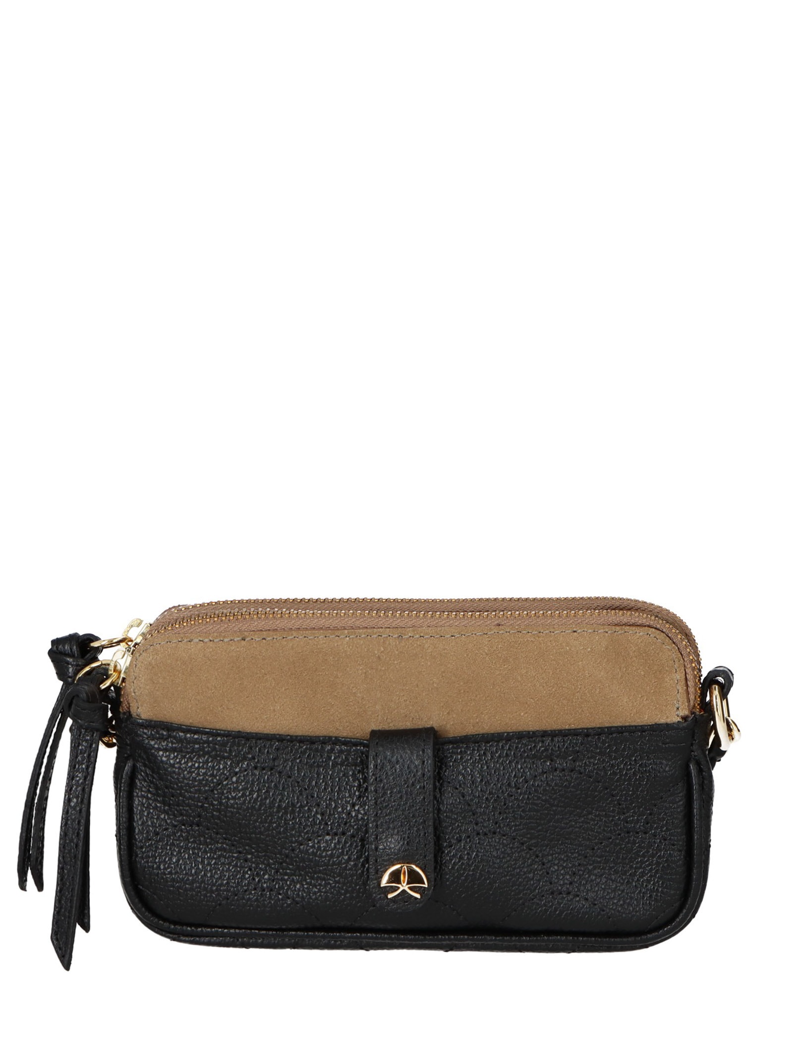 Bolsa Feminina Tiracolo Pequena Camurça Viena Preto Luiza Barcelos