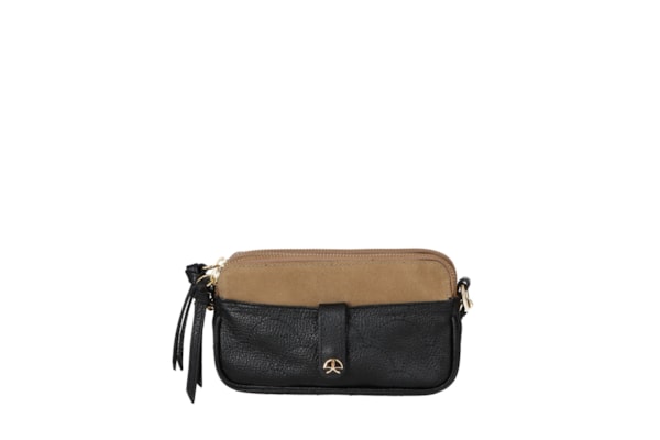 Bolsa Feminina Tiracolo Pequena Camurça Viena - Preto