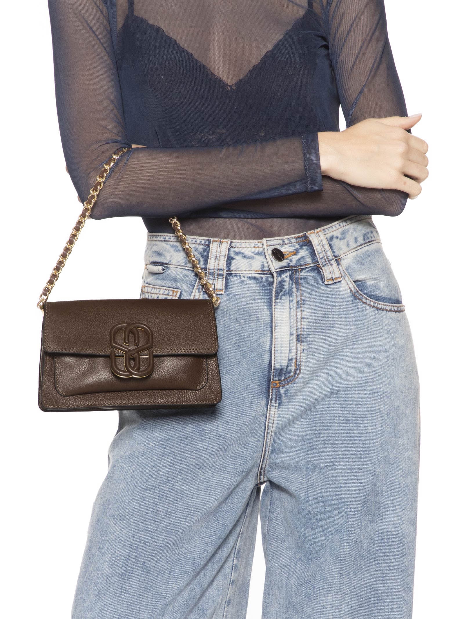 Bolsa Feminina Tiracolo Pequena Couro Marrom Schutz