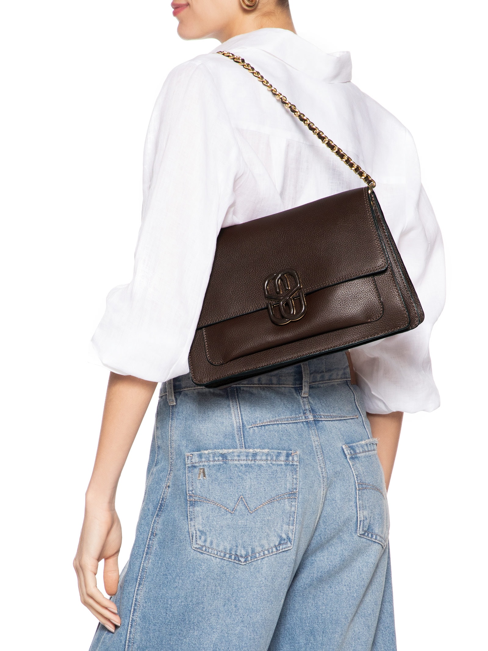 Bolsa Feminina Tiracolo Pequena Couro Marrom Schutz