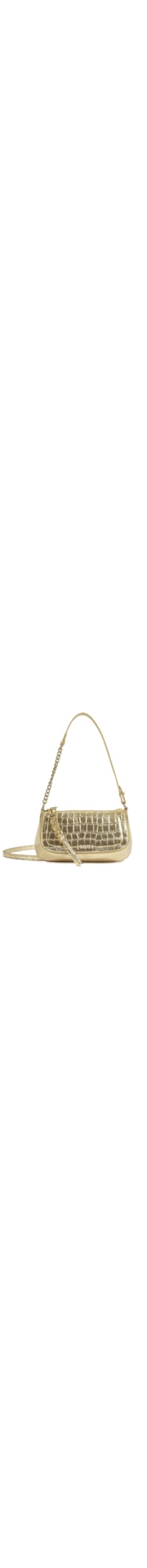 Bolsa Feminina Tiracolo Pequena Croco - Dourado