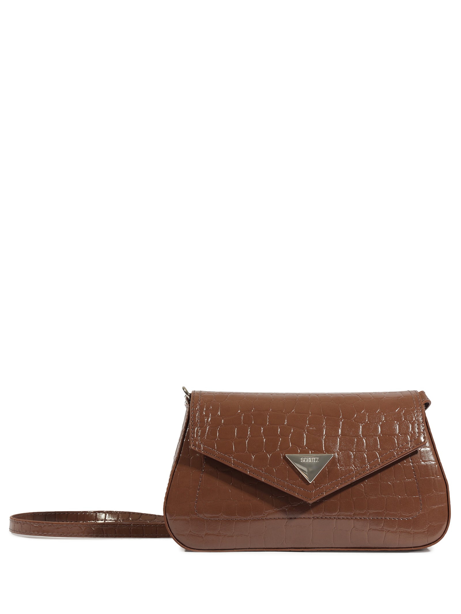 Bolsa Feminina Tiracolo Pequena Croco Marrom Schutz