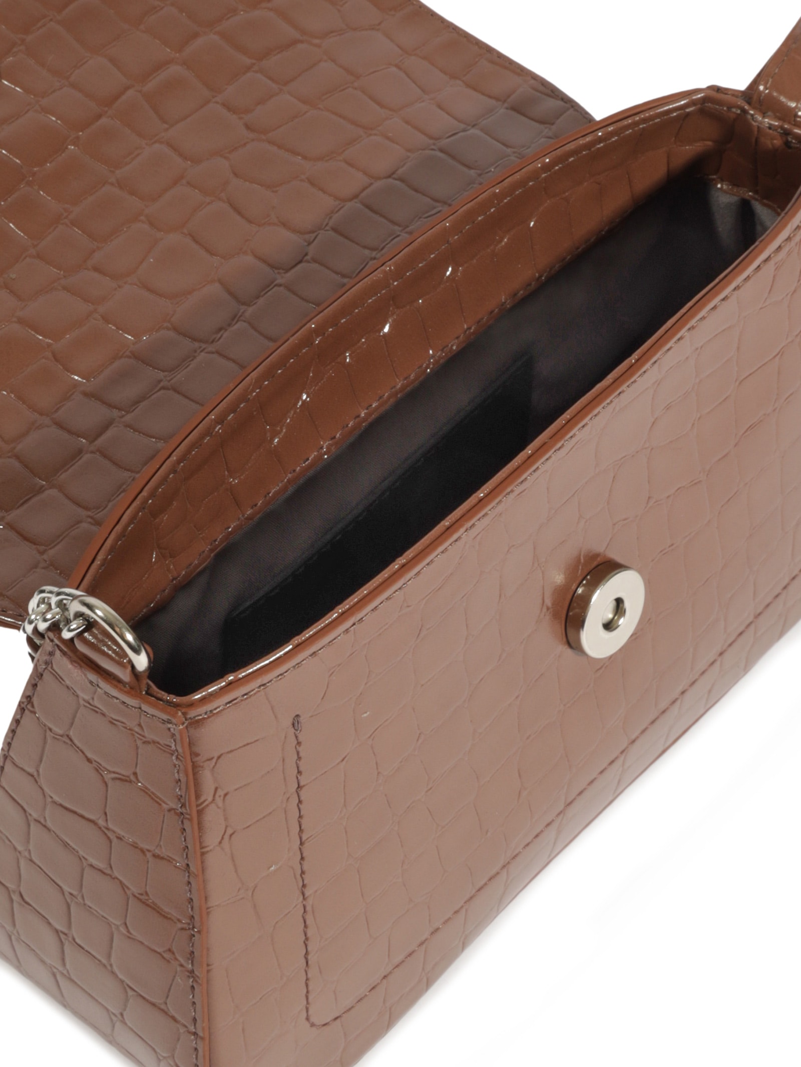 Bolsa Feminina Tiracolo Pequena Croco Marrom Schutz