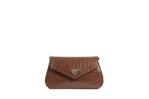 Bolsa Feminina Tiracolo Pequena Croco - Marrom