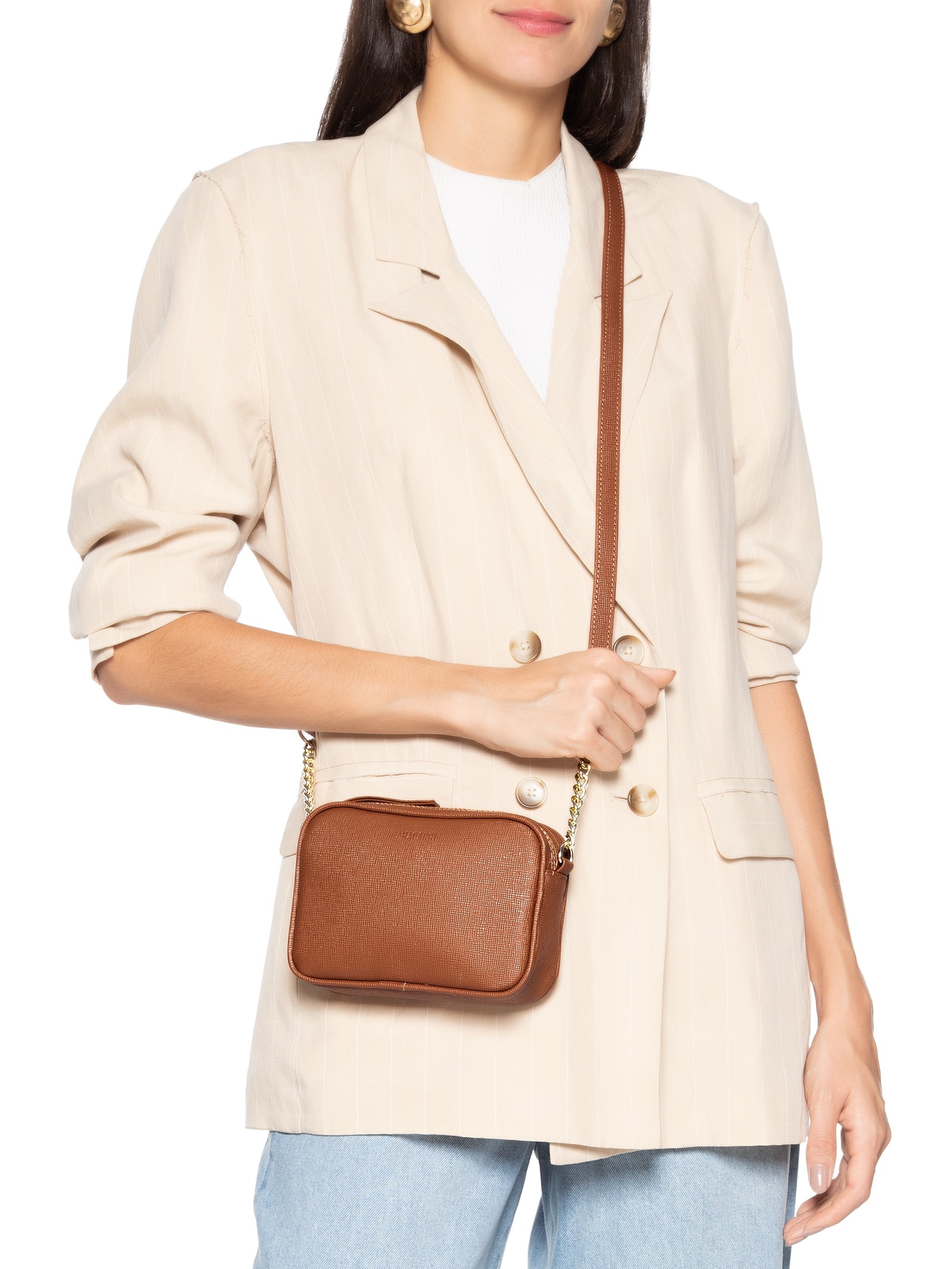 Bolsa Feminina Tiracolo Pequena Essencial Marrom Anacapri